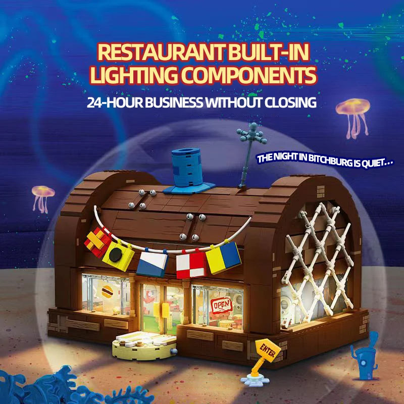 SpongeBob Cartoon Krusty Krab Restaurant Building Blocks