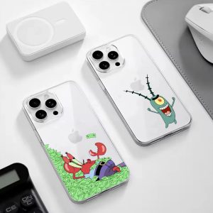Cartoon Cute S-Spongebobs Transparent Phone Case