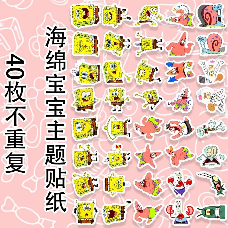 40PCS SpongeBob SquarePants Stickers Set - Image 3