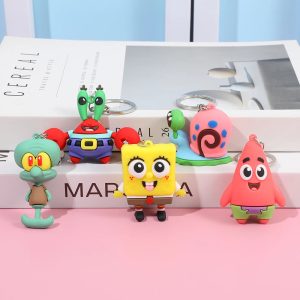 5pcs SpongeBob SquarePants Cartoon Keychain Set